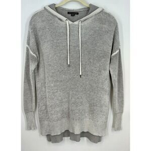 American Eagle Outfitters Gray Cream Soft
Knit High-Low Hooded Sweater XS
